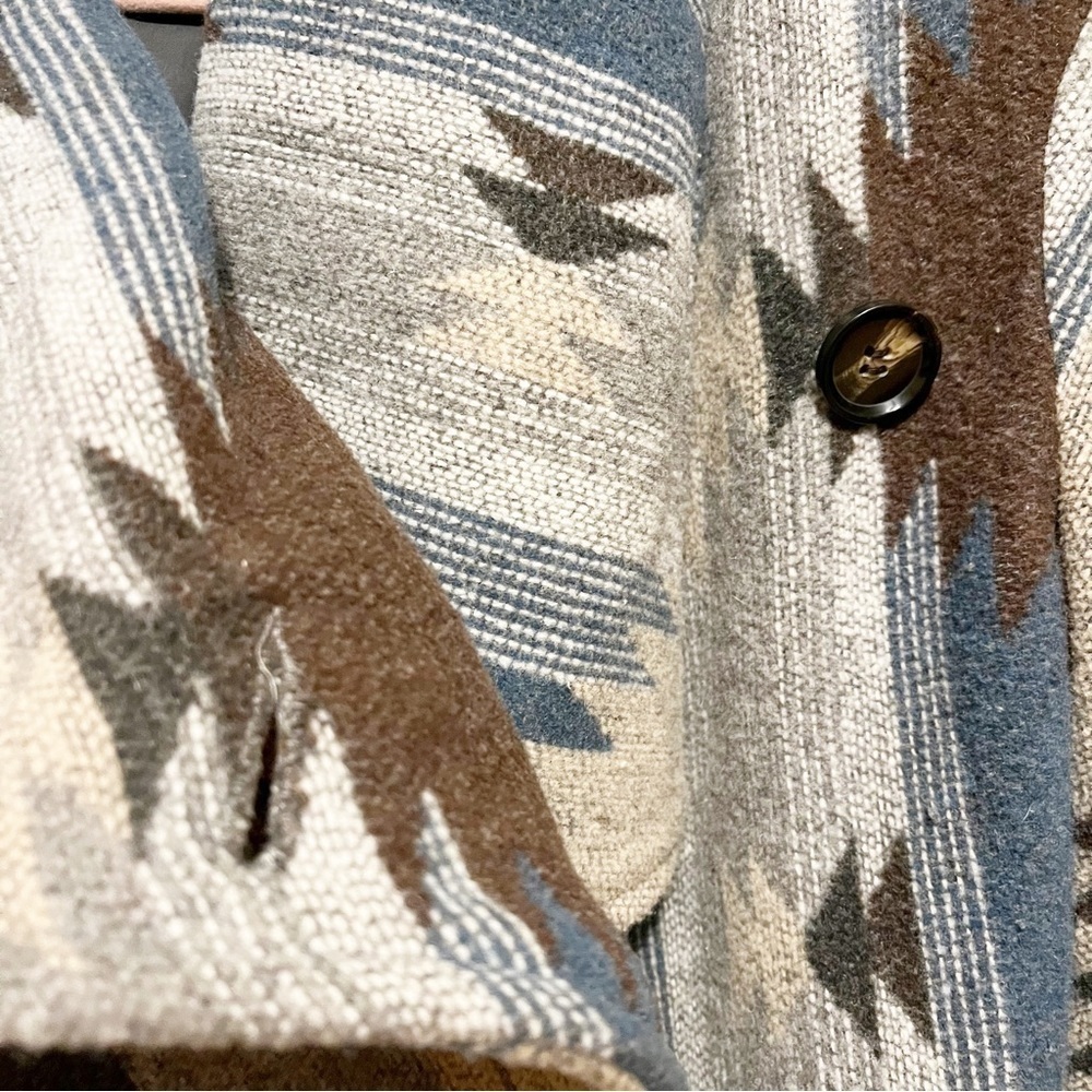 Thread & Supply Aztec Southwestern One Button Winter Coat Gray Brown Blue Size S - Picture 5 of 8
